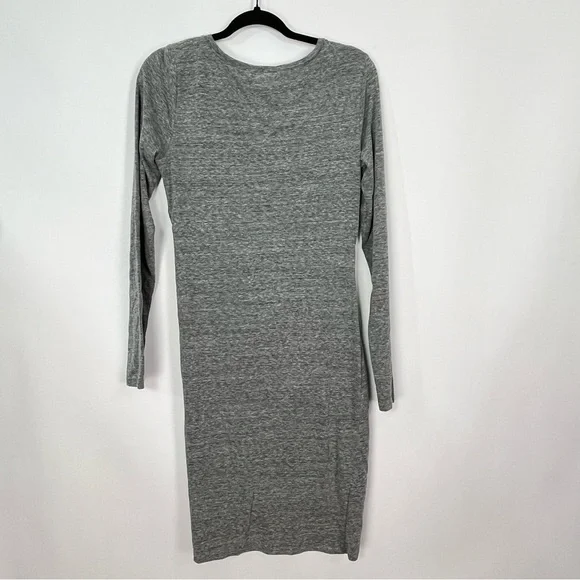 Leith Dress Bodycon Ruched Long Sleeve Cloudy Grey Crewneck Lightweight Sz Large - Picture 3 of 7